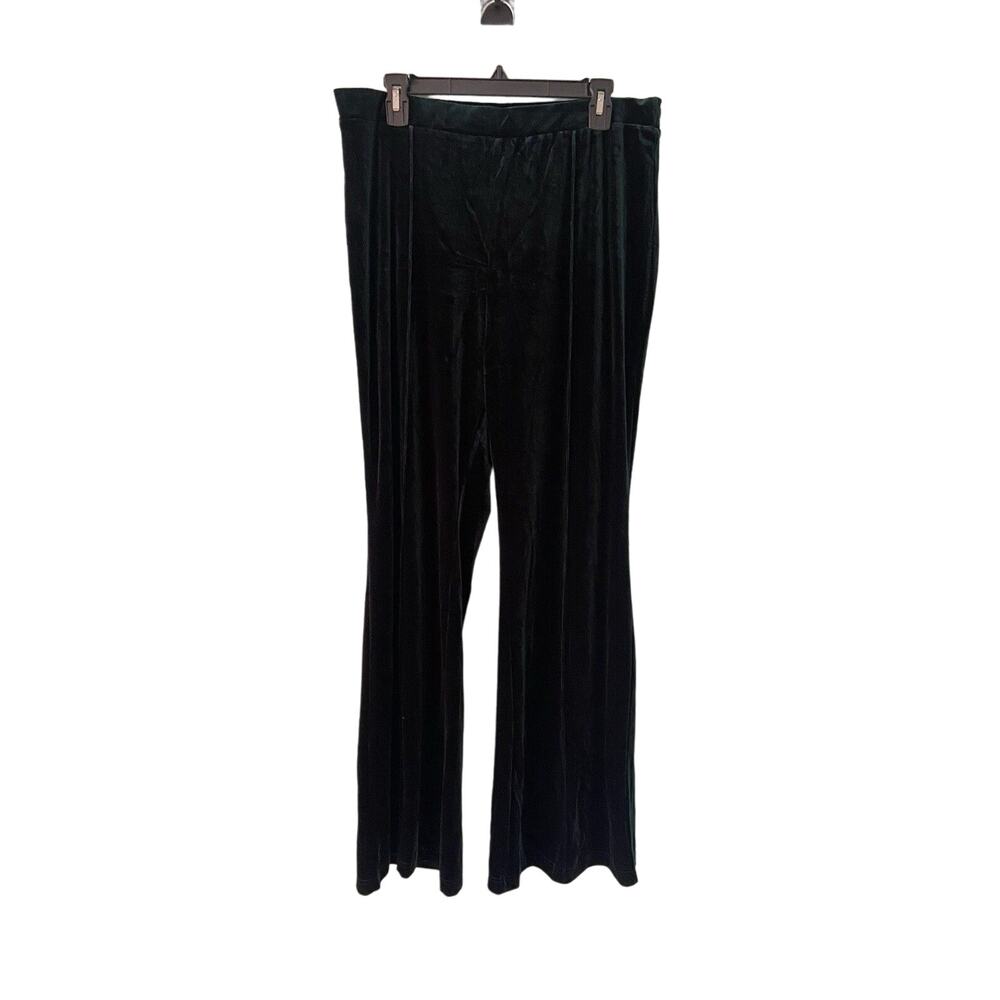 Womens Hunter Green Med-High Waist Elastic Flare Pants Size XXL